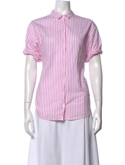 Pre-owned Xirena Striped Short Sleeve Blouse In Pink
