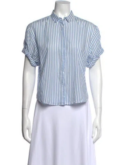 Pre-owned Xirena Striped Short Sleeve Top In White