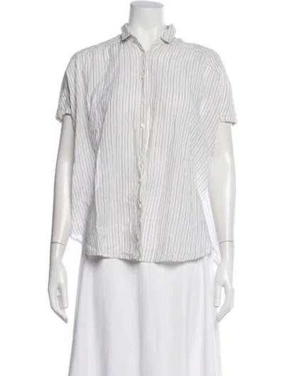 Pre-owned Xirena Striped Short Sleeve Top In White