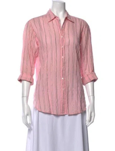Pre-owned Xirena Striped Three-quarter Sleeve Blouse In Pink