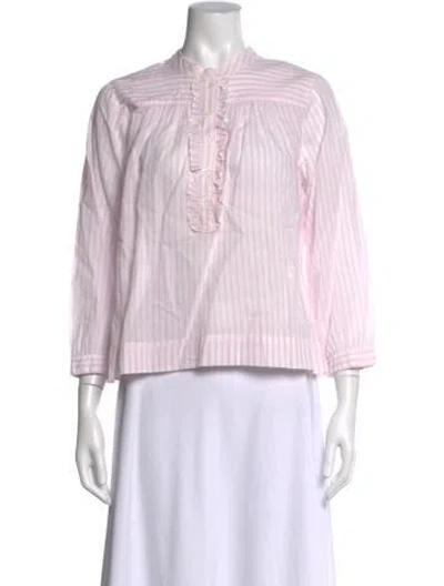 Pre-owned Xirena Striped Three-quarter Sleeve Blouse In Pink