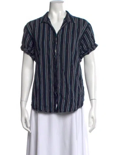 Pre-owned Xirena Striped V-neck Blouse In Blue