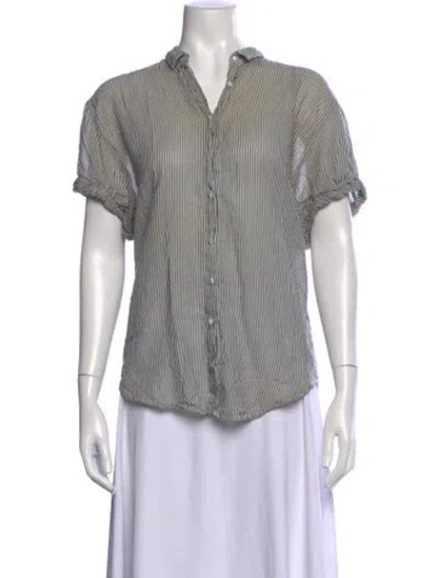Pre-owned Xirena Striped V-neck Blouse In Gray