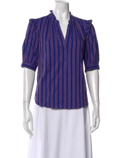Pre-owned Xirena Striped V-neck Blouse W/ Tags In Purple