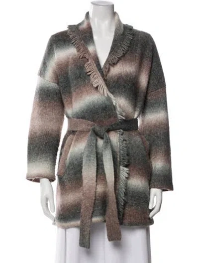 Pre-owned Xirena Striped V-neck Sweater In Gray