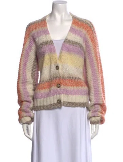 Pre-owned Xirena Striped V-neck Sweater In Pink