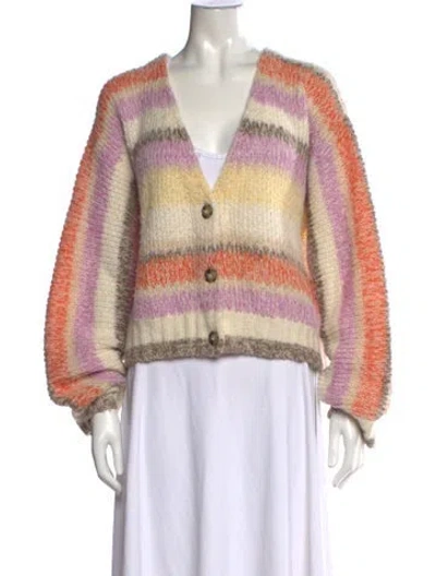Pre-owned Xirena Striped V-neck Sweater In Pink