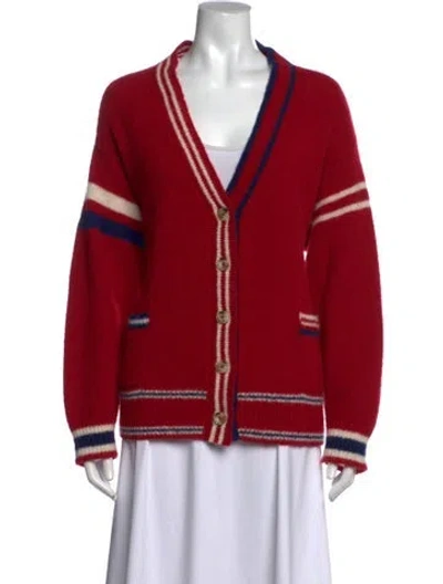 Pre-owned Xirena Striped V-neck Sweater In Red