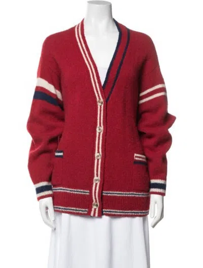 Pre-owned Xirena Striped V-neck Sweater In Red