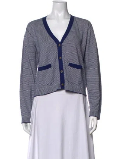 Pre-owned Xirena Striped V-neck Sweater W/ Tags In Blue