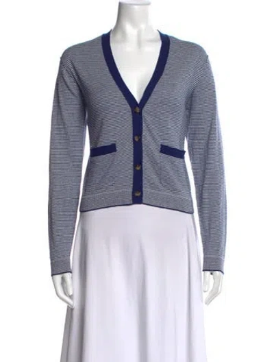 Pre-owned Xirena Striped V-neck Sweater W/ Tags In Blue