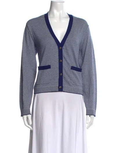 Pre-owned Xirena Striped V-neck Sweater W/ Tags In Blue