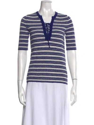 Pre-owned Xirena Striped V-neck Top In Blue