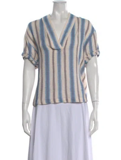 Pre-owned Xirena Striped V-neck Top In Blue