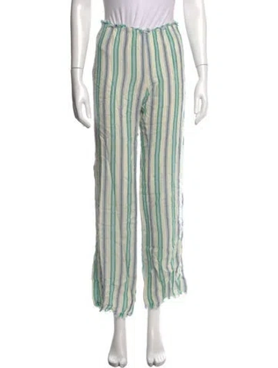 Pre-owned Xirena Striped Wide Leg Pants In Green