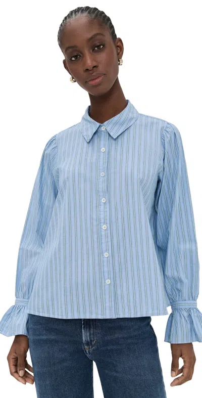 Xirena Sybil Shirt Chambray Teal Stripe