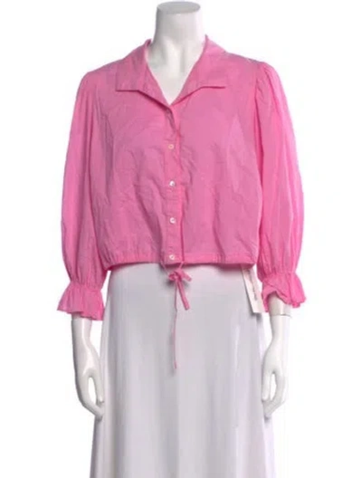 Pre-owned Xirena Three-quarter Sleeve Crop Top In Pink