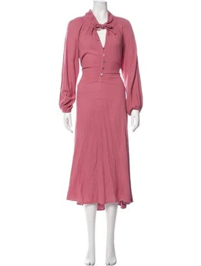 Pre-owned Xirena Tie Neck Long Dress In Pink