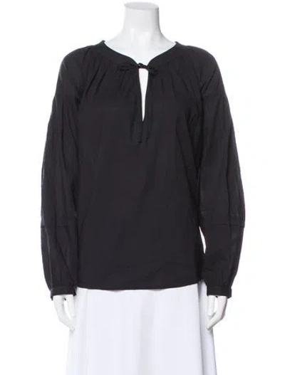 Pre-owned Xirena Tie Neck Long Sleeve Blouse In Gray