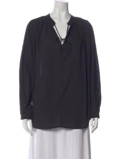 Pre-owned Xirena Tie Neck Long Sleeve Blouse In Gray