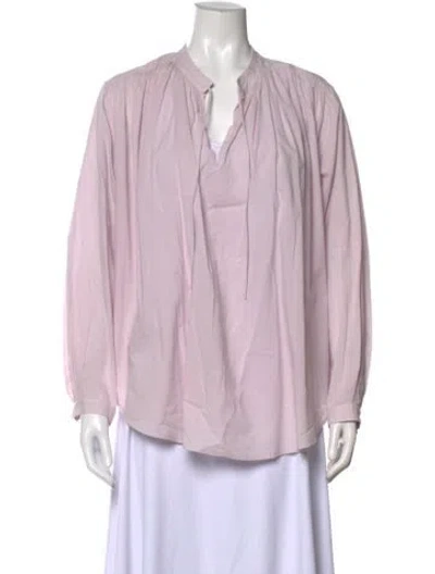 Pre-owned Xirena Tie Neck Long Sleeve Blouse In Purple
