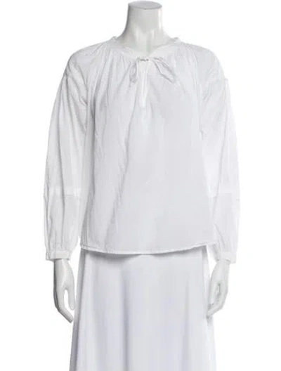 Pre-owned Xirena Tie Neck Long Sleeve Blouse In White