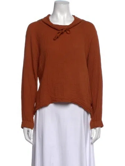Pre-owned Xirena Tie Neck Long Sleeve Hoodie In Brown