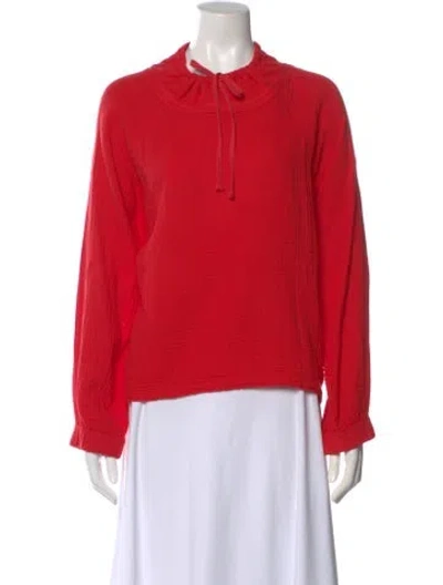 Pre-owned Xirena Tie Neck Long Sleeve Top In Red