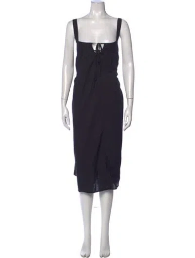 Pre-owned Xirena Tie Neck Midi Length Dress In Blue