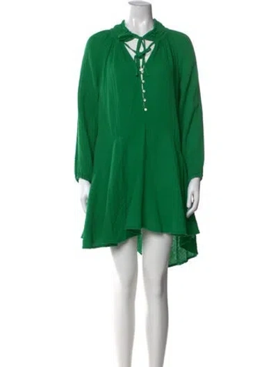 Pre-owned Xirena Tie Neck Mini Dress In Green