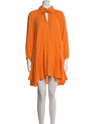 Pre-owned Xirena Tie Neck Mini Dress In Orange