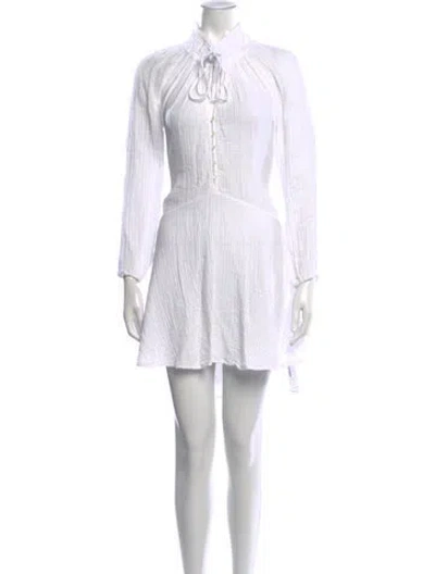 Pre-owned Xirena Tie Neck Mini Dress In White
