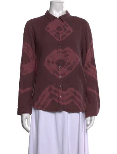 Pre-owned Xirena Tie-dye Print Long Sleeve Button-up Top In Purple