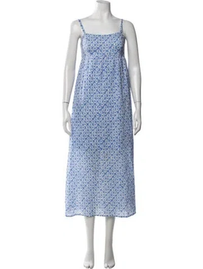 Pre-owned Xirena Tie-dye Print Midi Length Dress In Blue