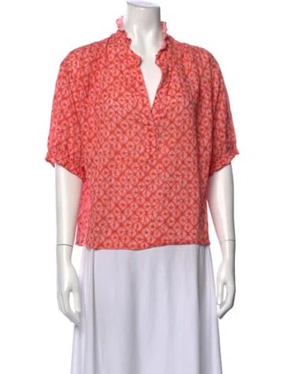 Pre-owned Xirena Tie-dye Print V-neck Blouse In Pink