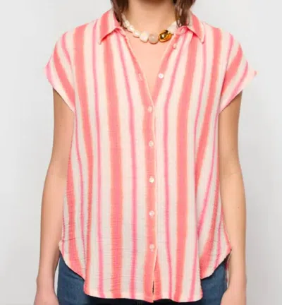 Xirena Tillie Stripe Shirt In Sunset Pink In Multi