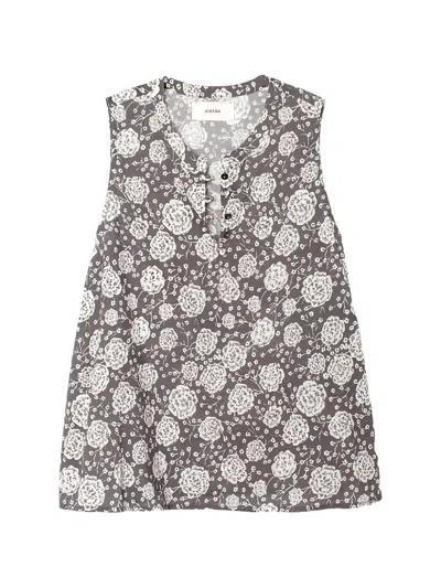 Xirena Tish Floral-print Buttoned Top In Gray