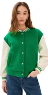 Xirena Varsity Jacket Green Chalk In Green Chalk