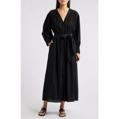 Xirena Xírena Victoria Tie Waist Long Sleeve Maxi Dress In Black