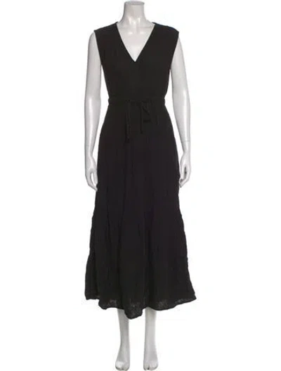 Pre-owned Xirena V-neck Long Dress In Black