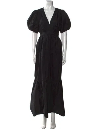 Pre-owned Xirena V-neck Long Dress In Black