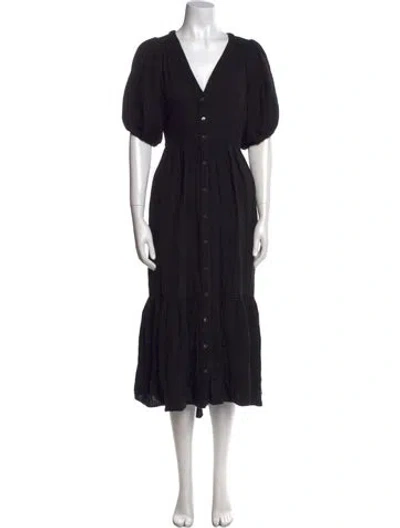 Pre-owned Xirena V-neck Long Dress In Black