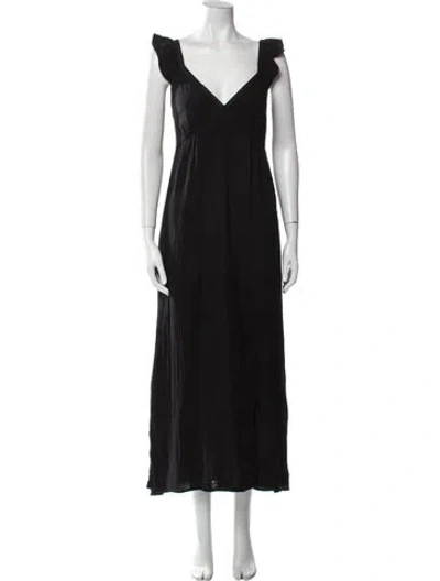 Pre-owned Xirena V-neck Long Dress In Black