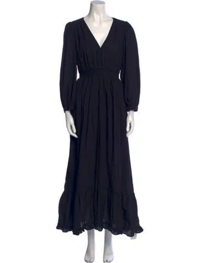 Pre-owned Xirena V-neck Long Dress In Black
