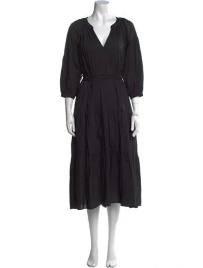 Pre-owned Xirena V-neck Long Dress In Black
