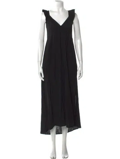 Pre-owned Xirena V-neck Long Dress In Black