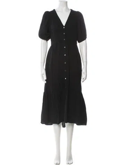 Pre-owned Xirena V-neck Long Dress In Black