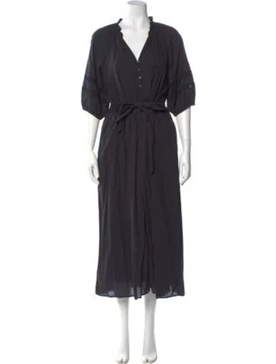 Pre-owned Xirena V-neck Long Dress In Black