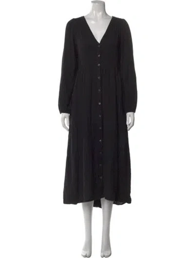 Pre-owned Xirena V-neck Long Dress In Black