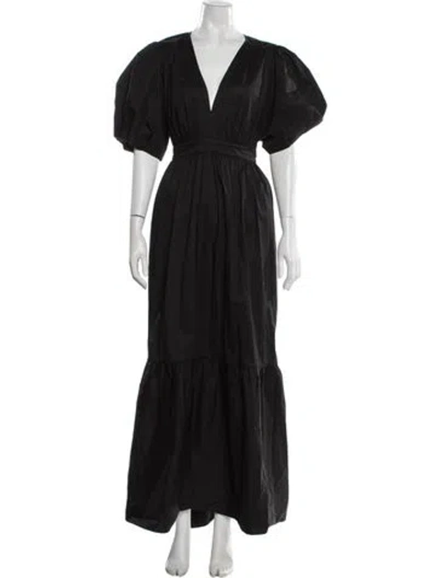 Pre-owned Xirena V-neck Long Dress In Black